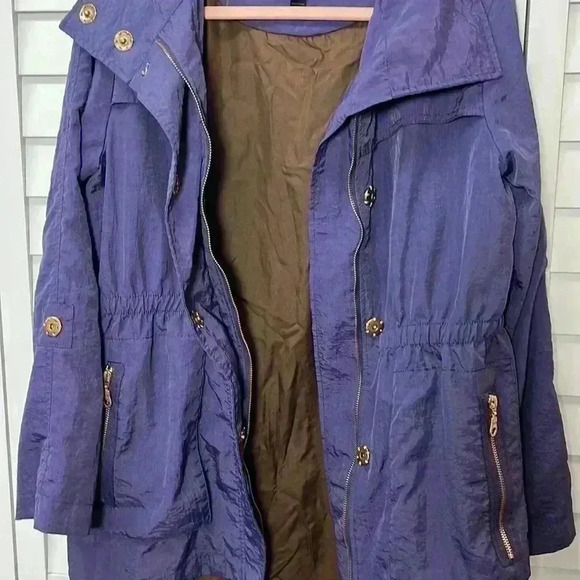 Seven7 Anorak Nylon Windbreaker Rain Hooded Jacket Coat Size Small Purple - Picture 9 of 10